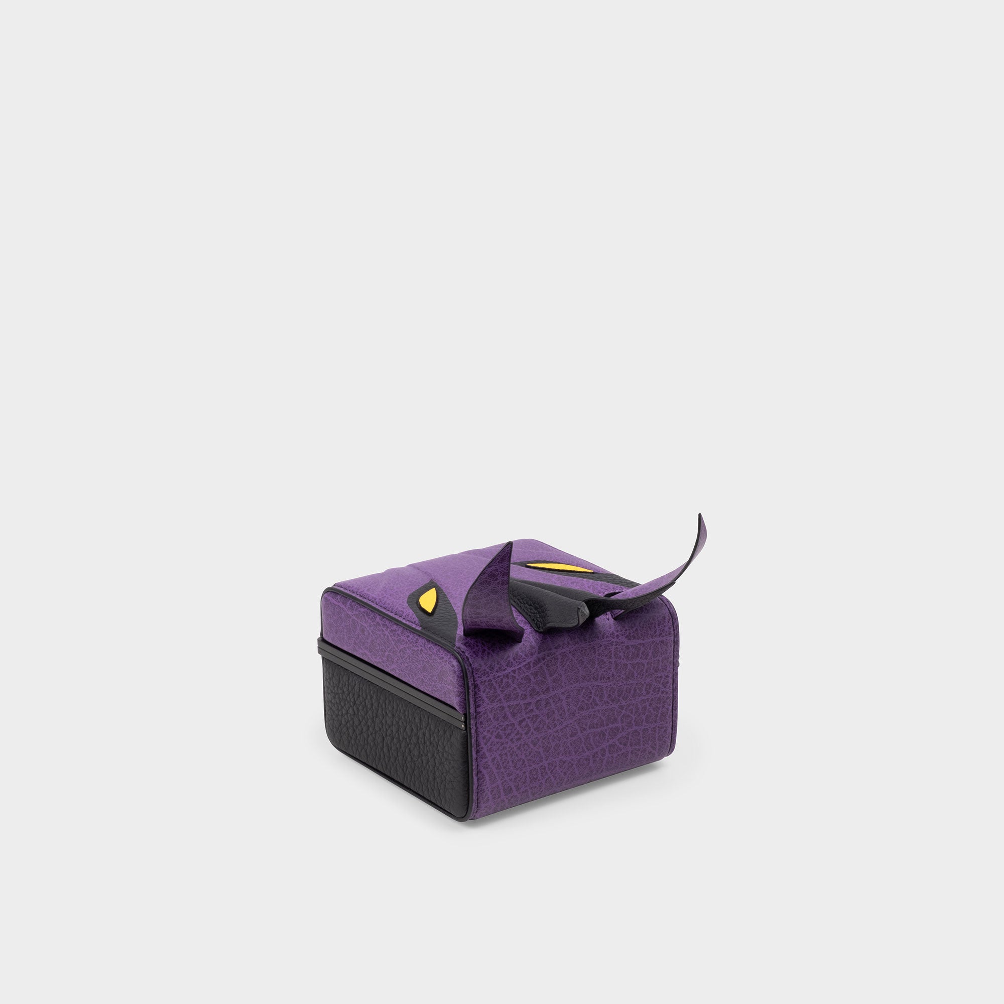 Product photo of back view of the purple Eaton 1 special edition watch case to showcase the dragon scale leather texture.