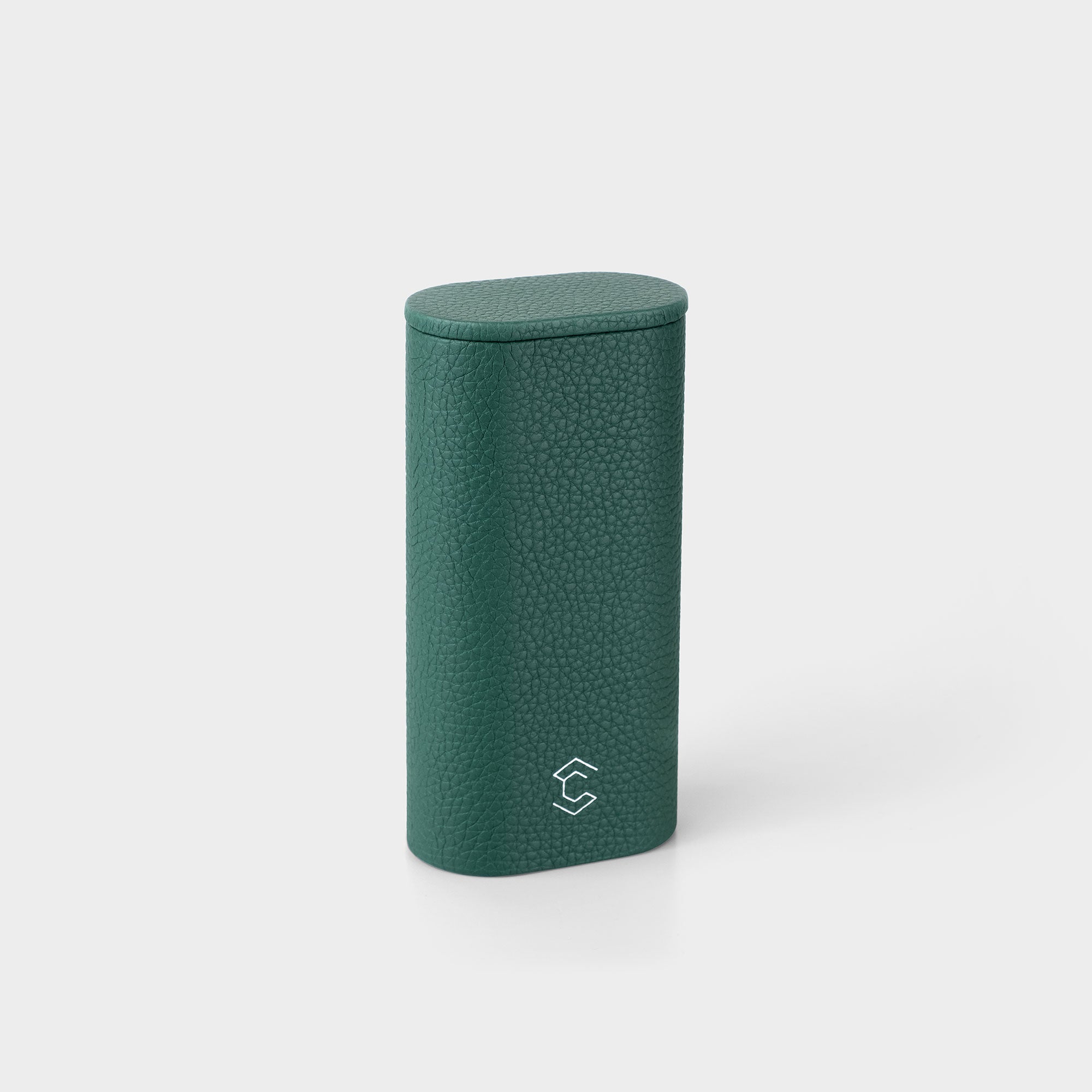 Product photo of closed Oscar 1 Tall Leather Watch roll standing upright. Made in Canada by Charles Simon to transport and store 1 watch.