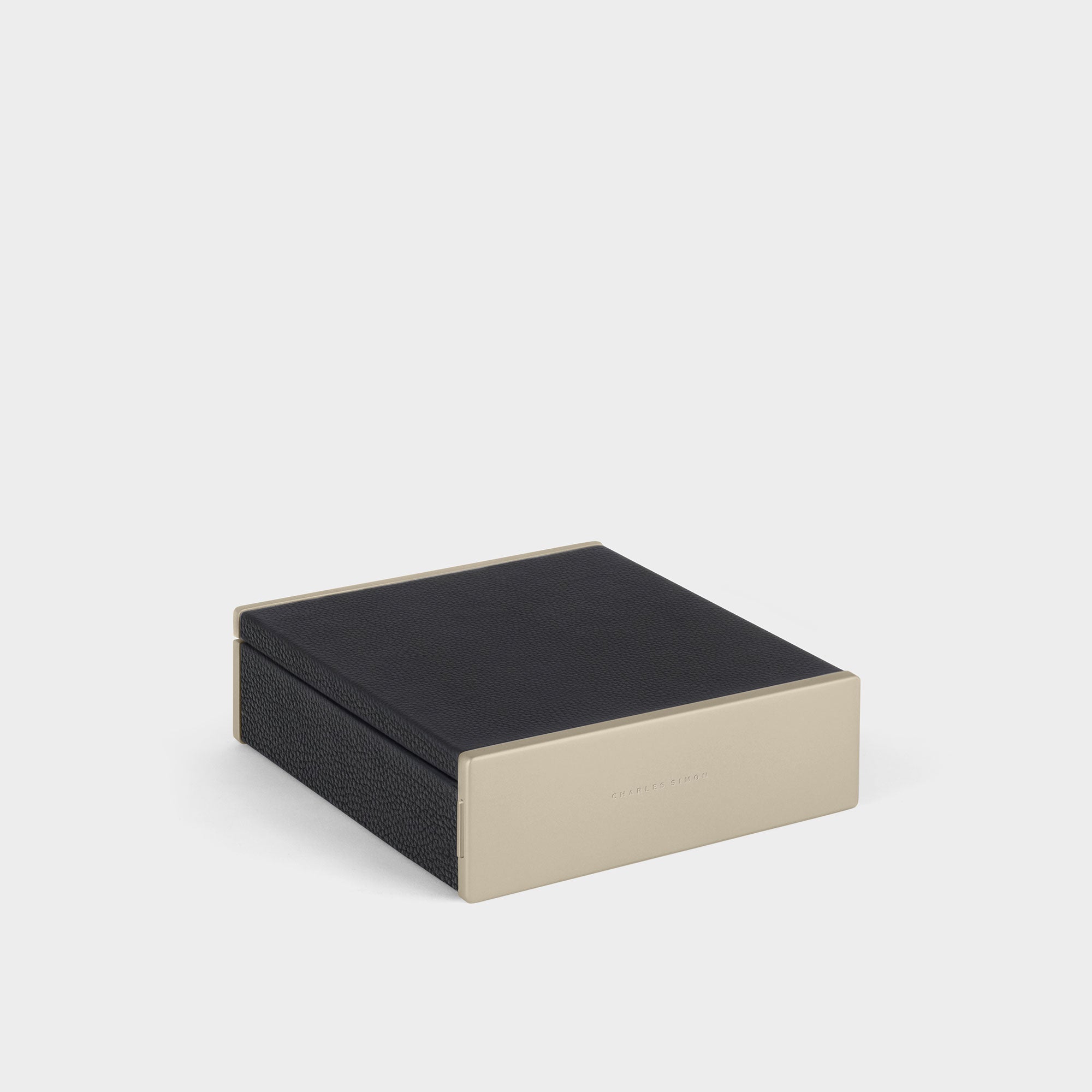 Product photo of closed Taylor 2 Watch and Jewelry box for 2 watches and a complete collection of jewelry. Featuring convenient organization compartments.