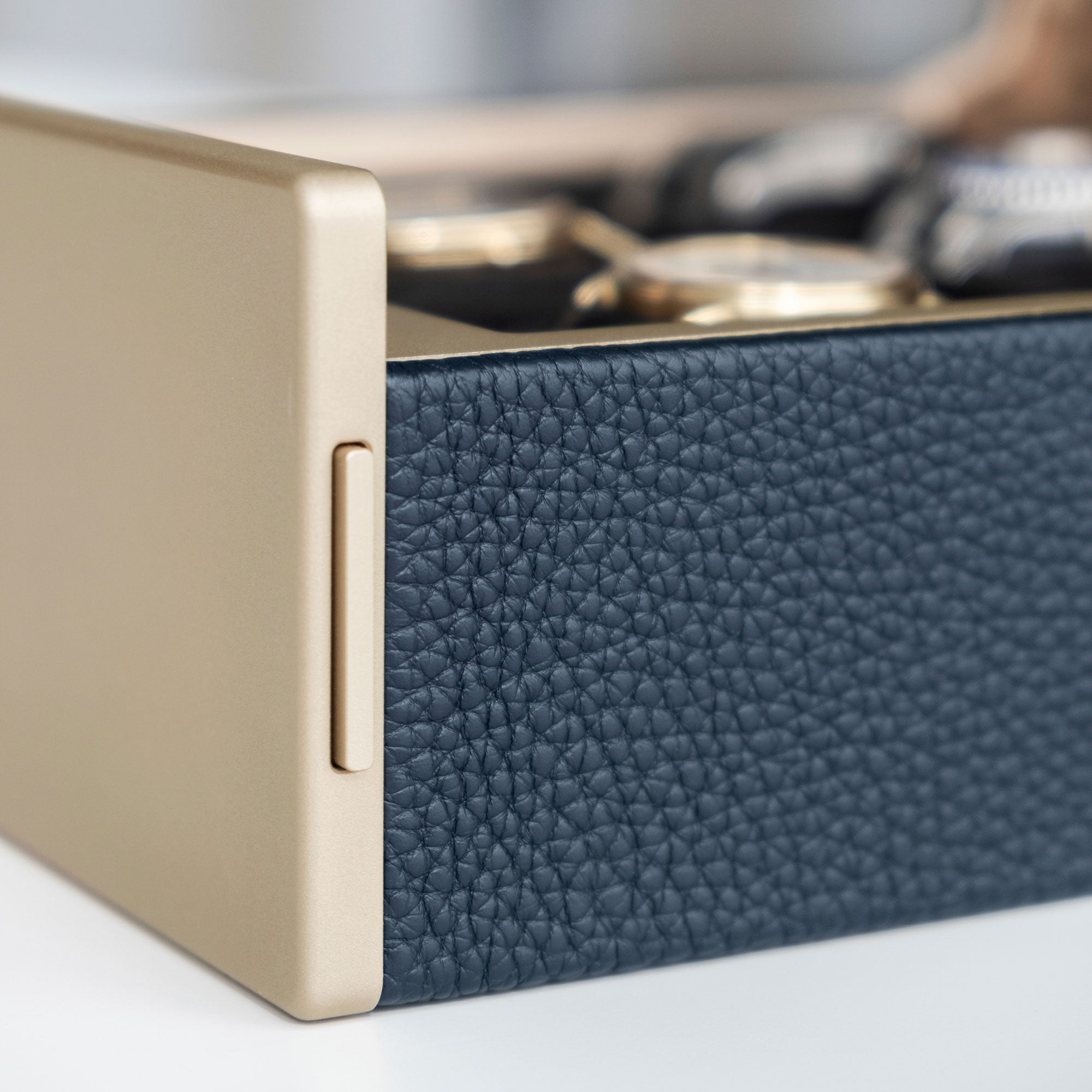 SPENCE 6 WATCH BOX - MARINE / CHAMPAGNE