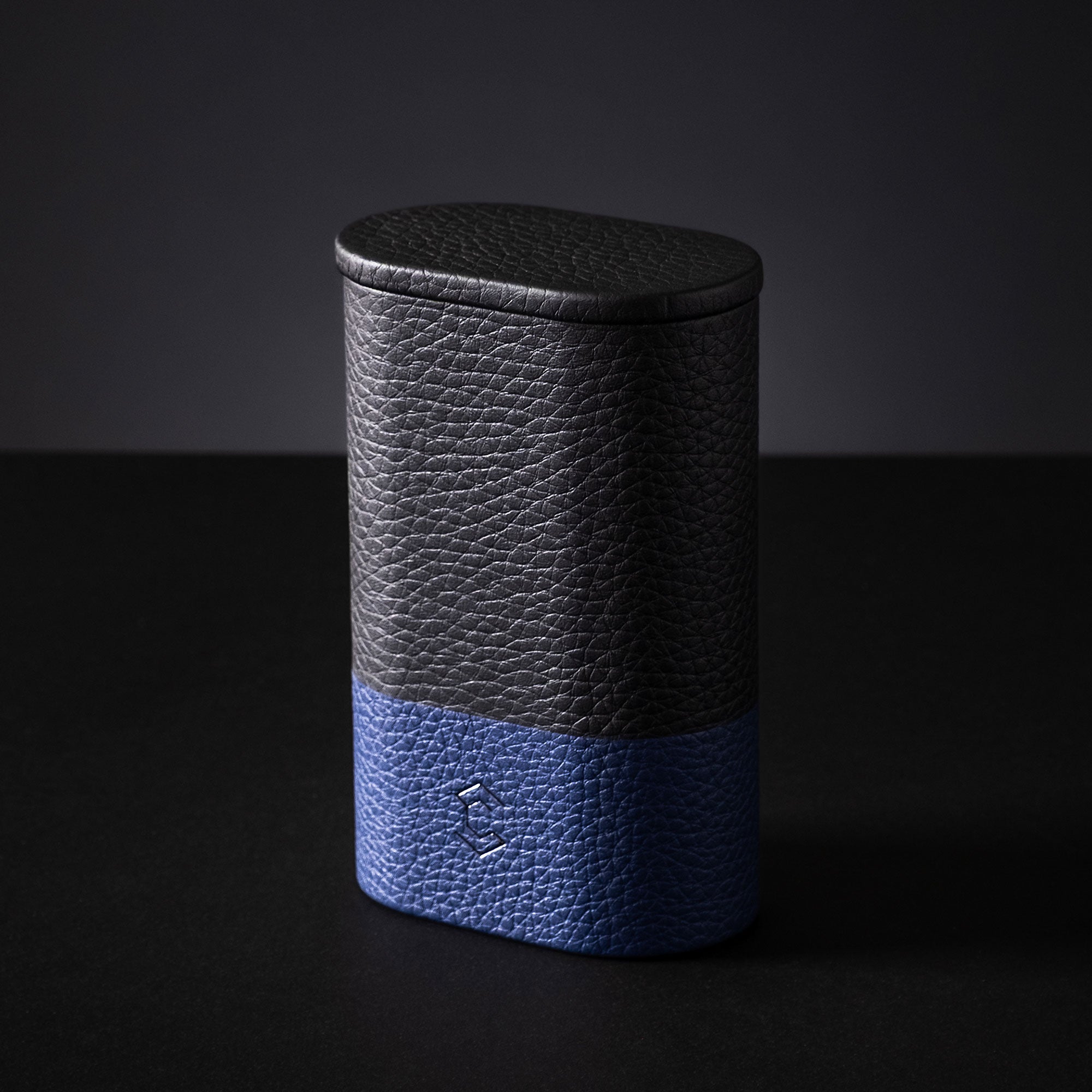 Travel watch roll black and sapphire, Formula 1 inspired, compact single watch case for safe transportation by Charles Simon. Handcrafted in Canada.