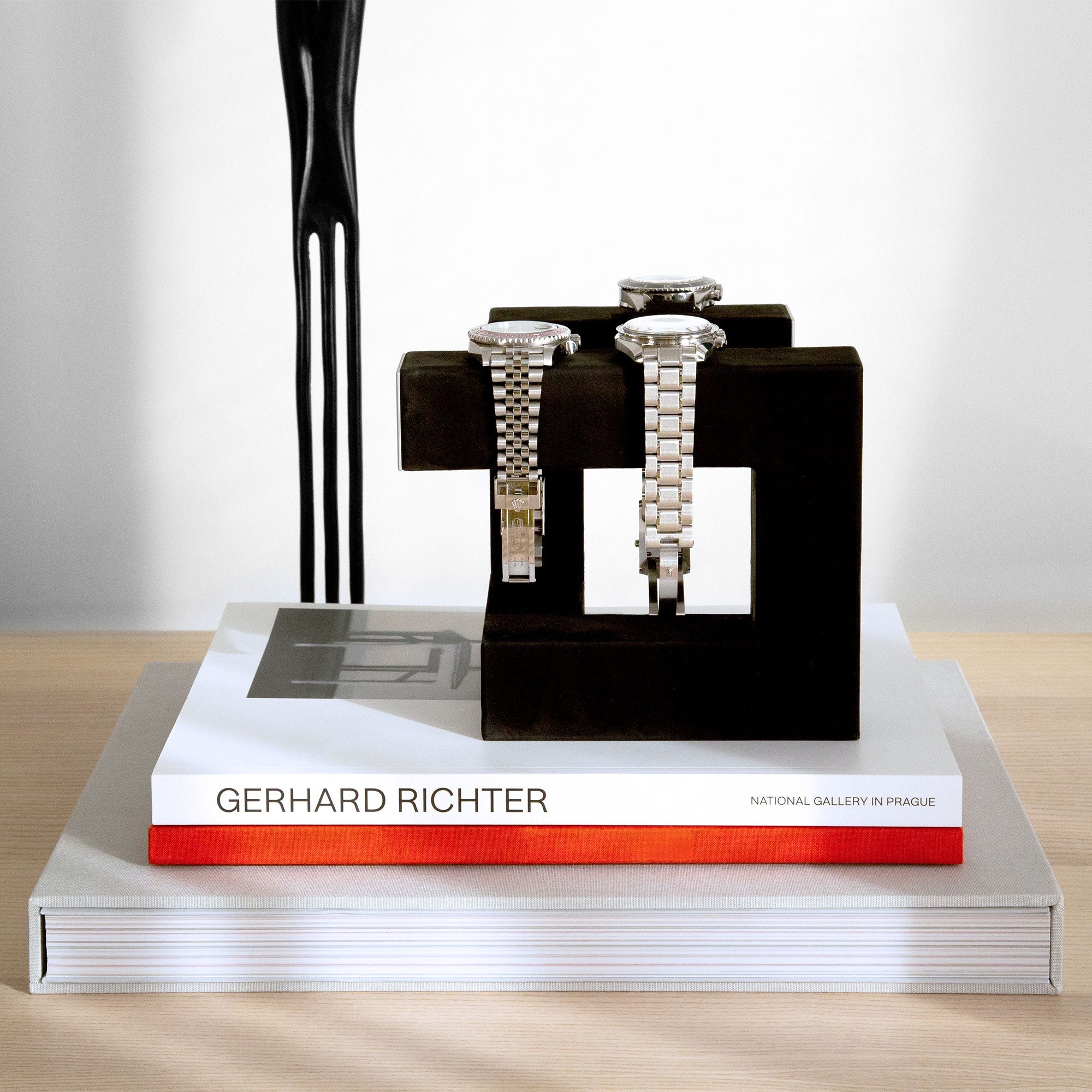 Hudson 3 watch stand in black inspired by modern art and designed to hold and display watches