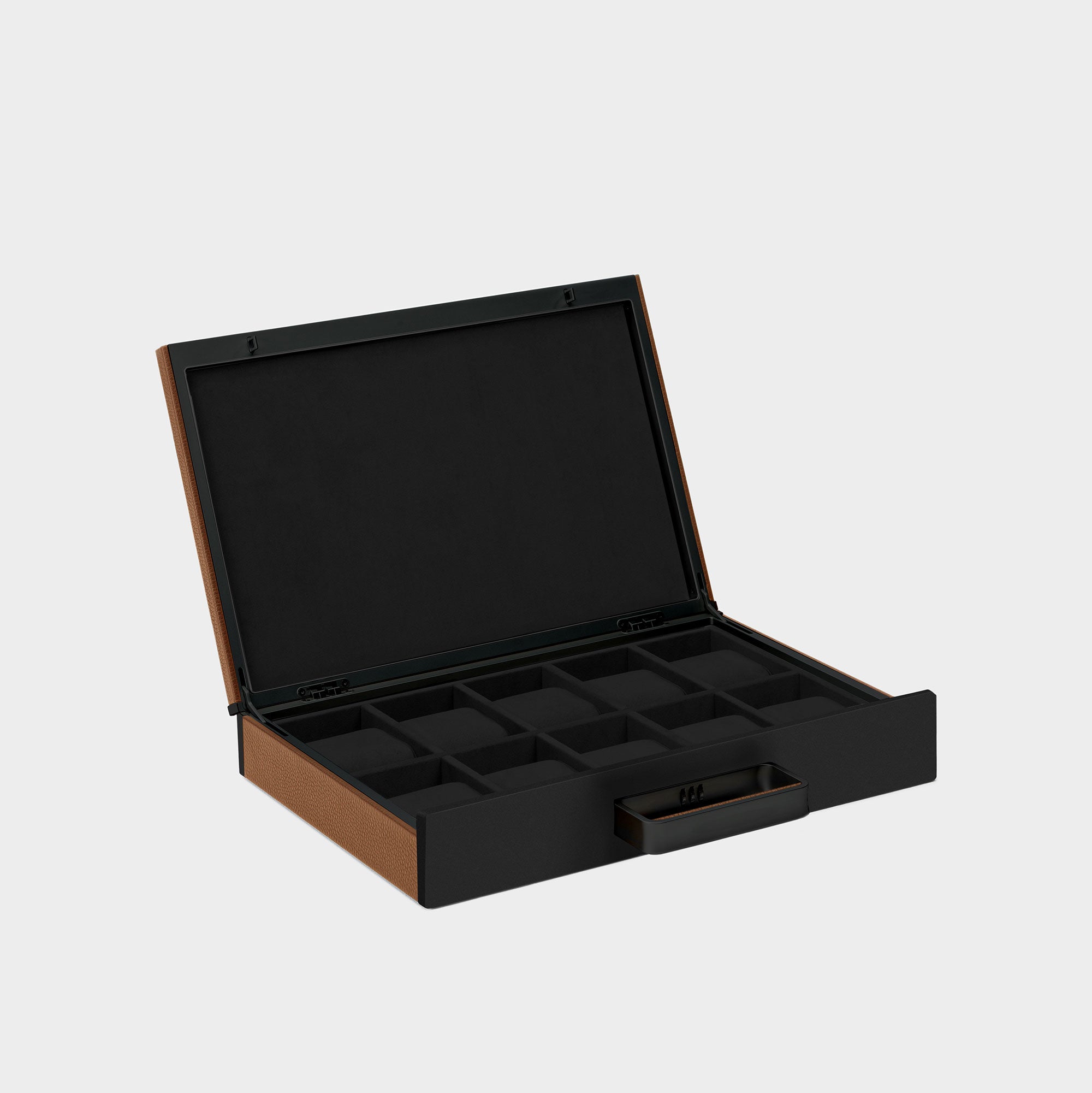 MACKENZIE 10 WATCH BRIEFCASE - TAN / BLACK