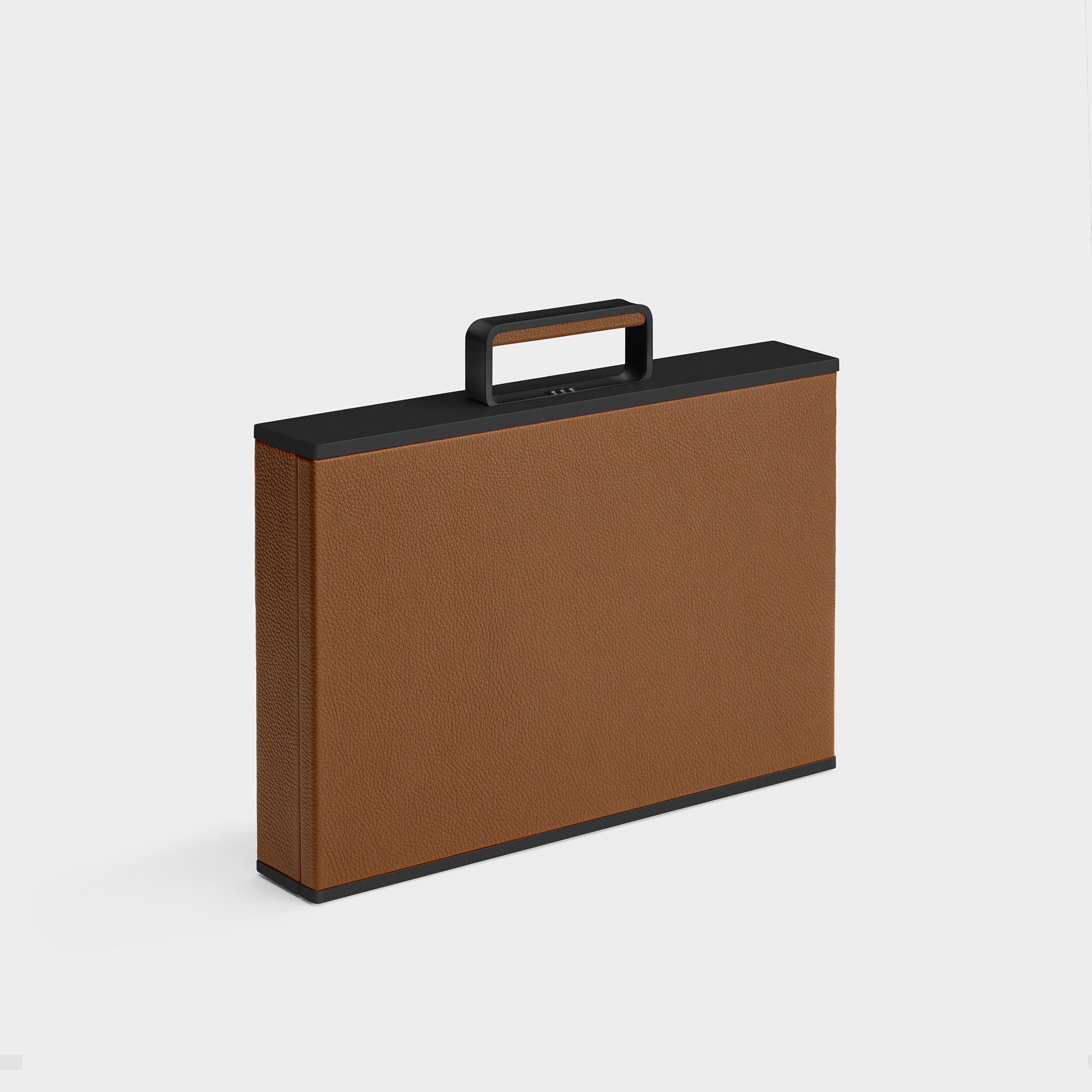 Designer Mackenzie briefcase in tan with black contrasting