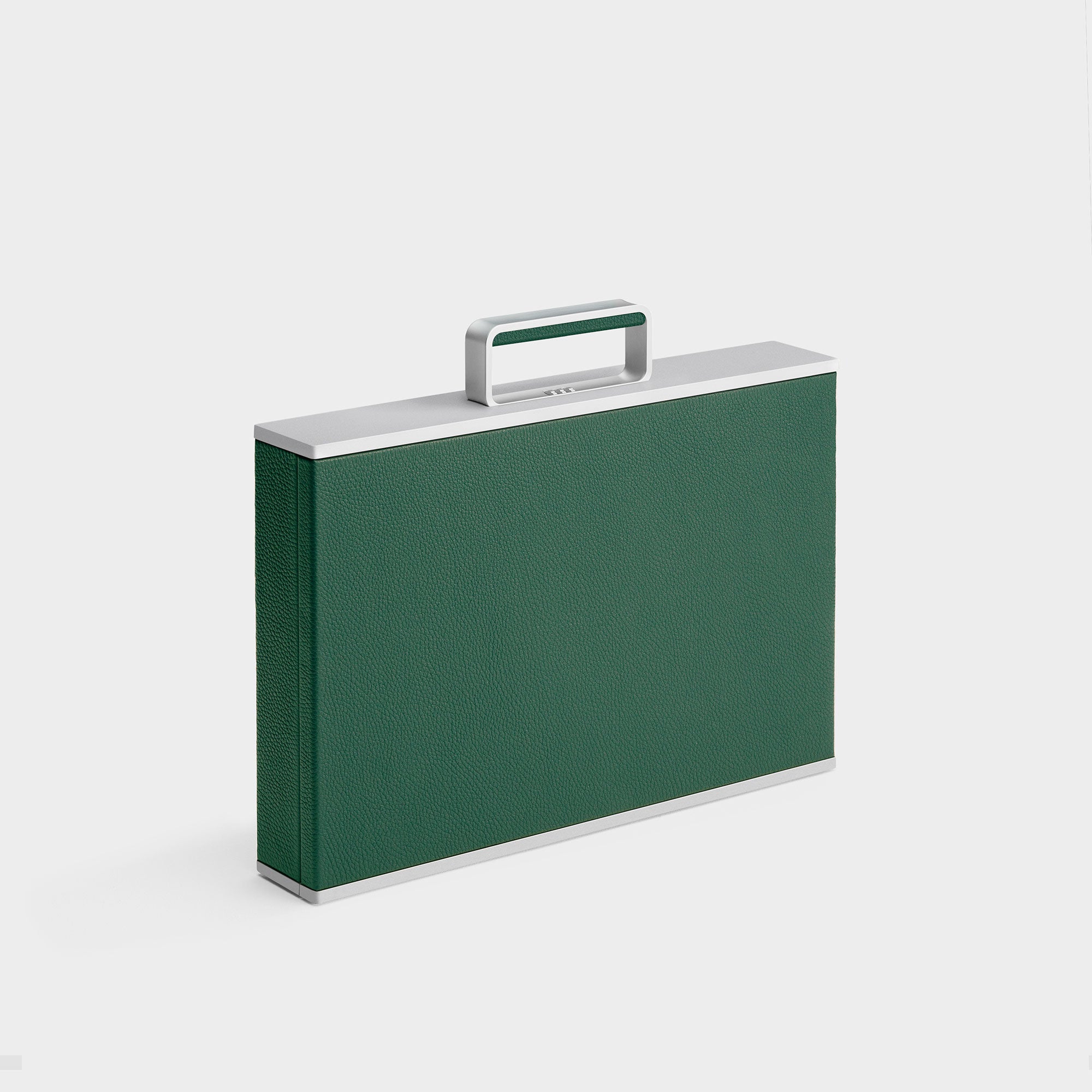 Charles Simon Mackenzie handmade briefcase in emerald 3/4 view