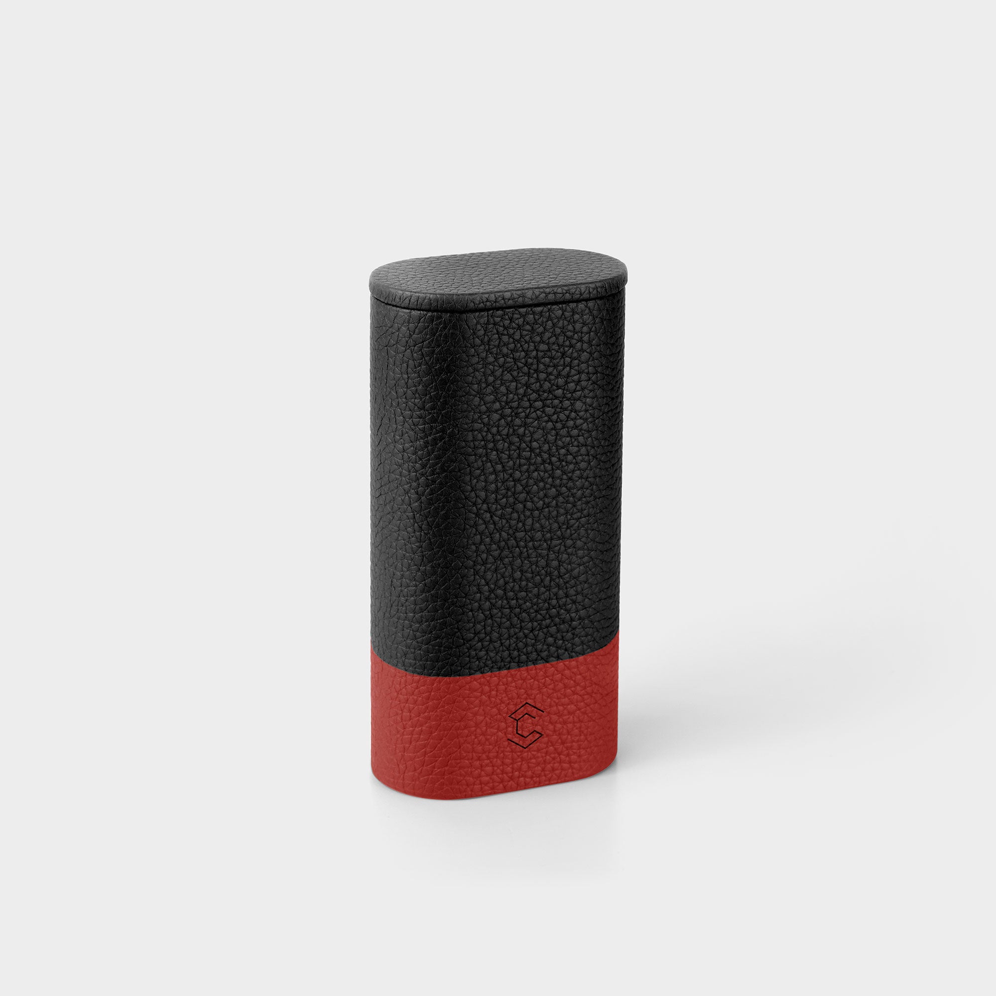 Leather watch roll Formula 1 inspired, premium single watch travel case designed for secure watch protection. Black and red leather.