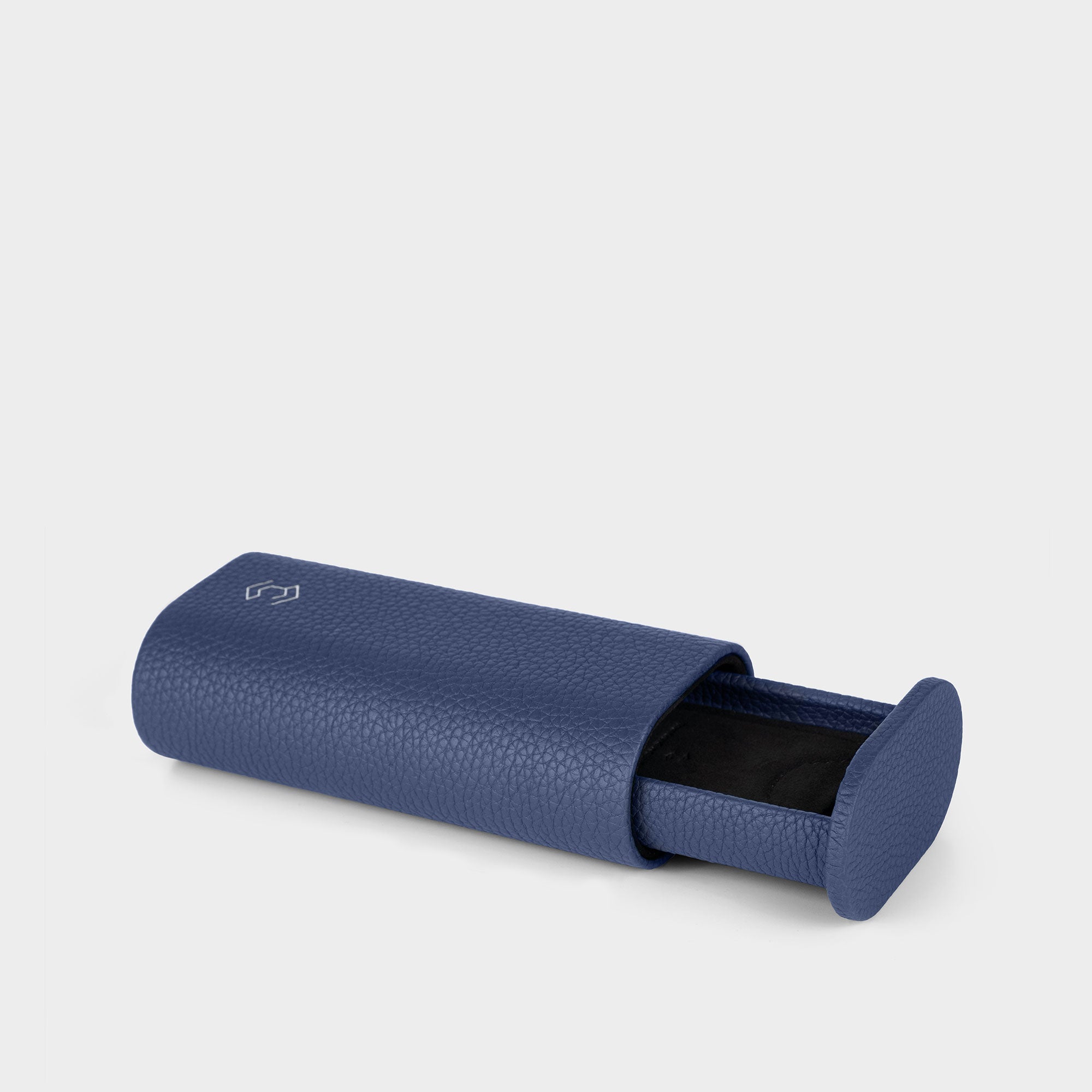 Product photo of open Oscar 1 Leather Watch roll by Charles Simon. Handmade from sapphire leather.