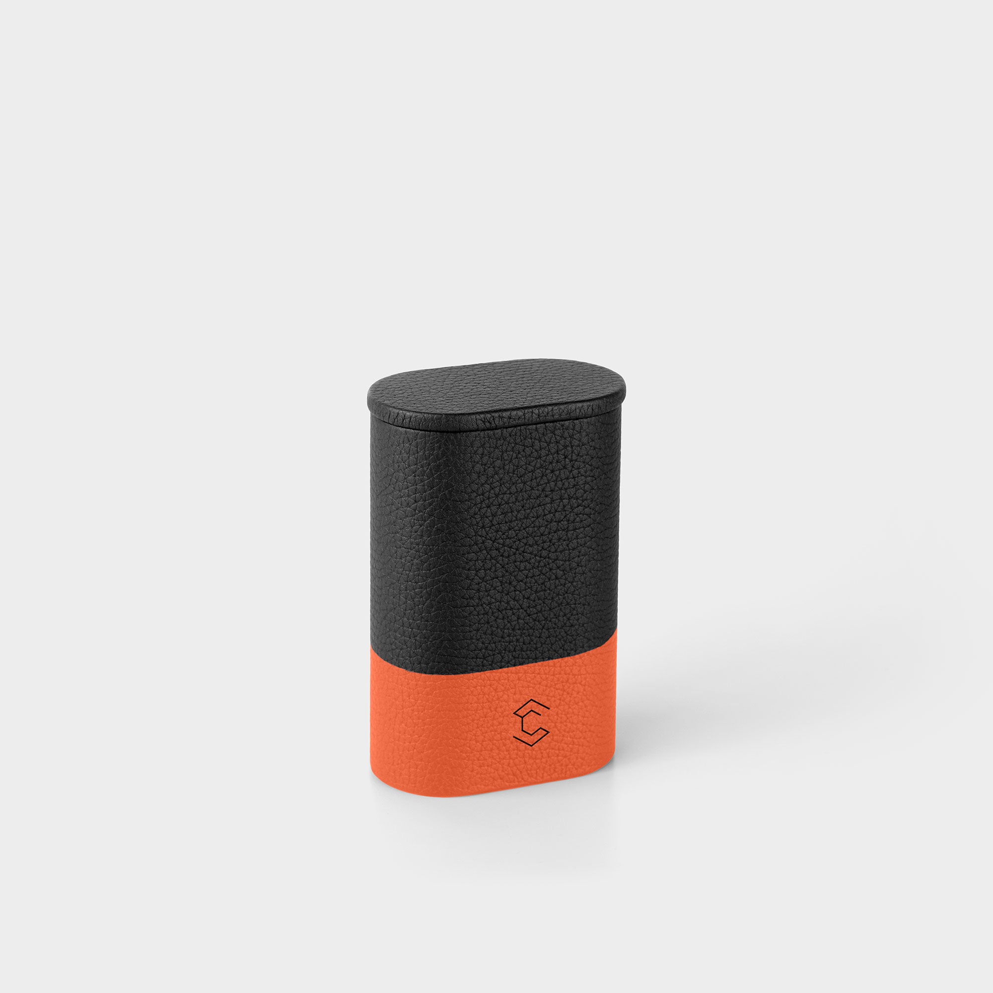 Travel watch roll black and orange, sleek single watch holder inspired by Formula 1 racing, compact and durable.