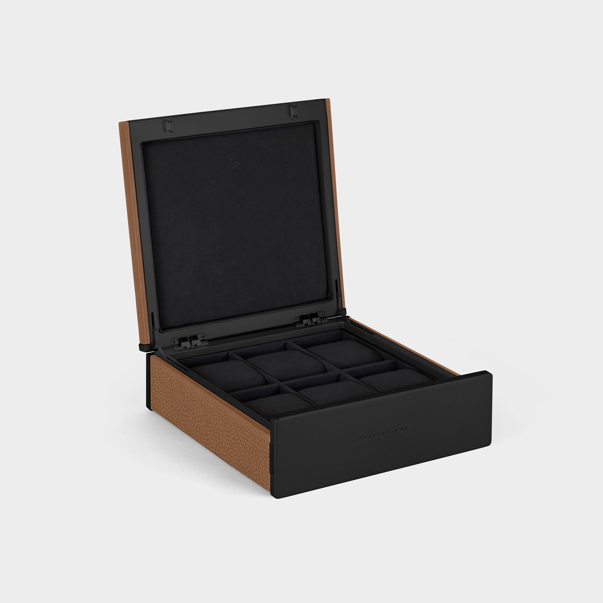 SPENCE 6 WATCH BOX - TAN / BLACK