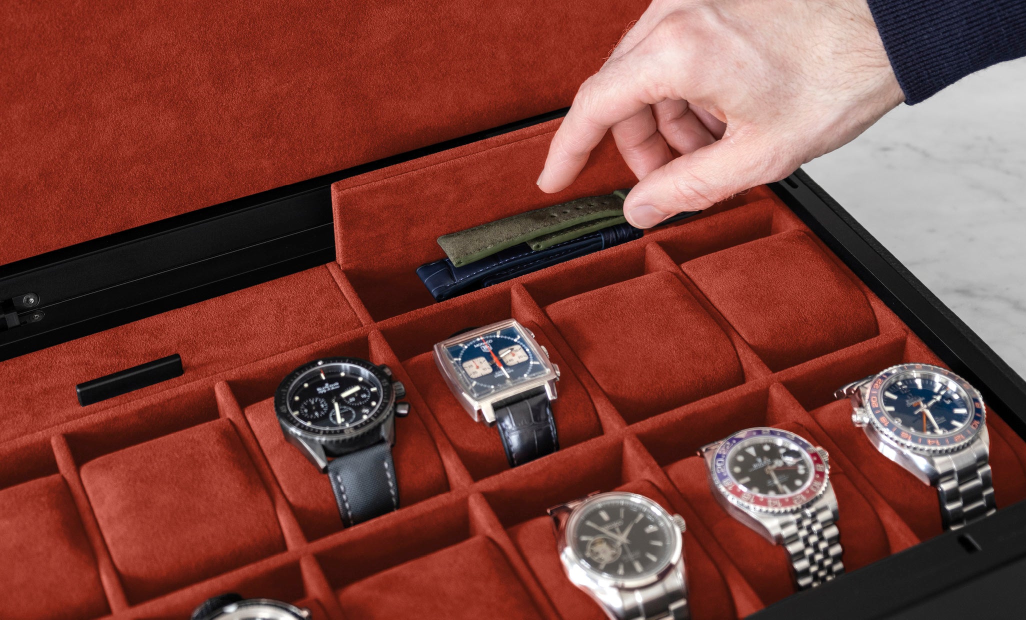 charles simon watch briefcase mackenzie for 12 watches with crimson interior
