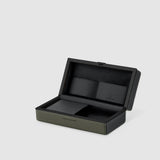 Charles Simon Moraine toiletry case in khaki and black interior view